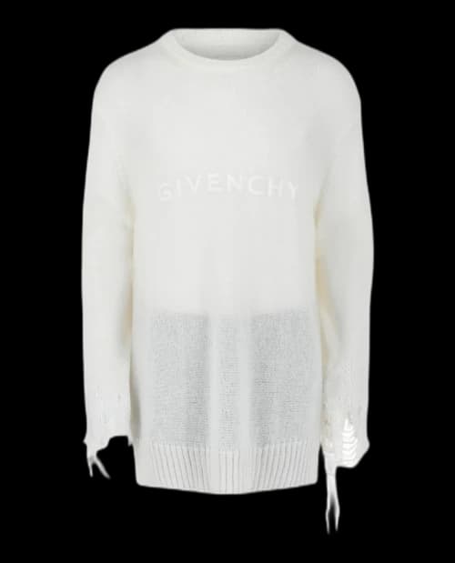 Givenchy Distressed Knit Sweater White