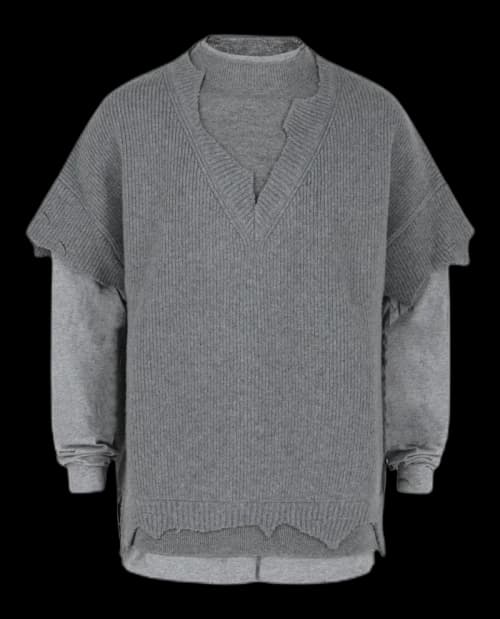 Givenchy Wool Cut And Layer Sweater Quartz Grey