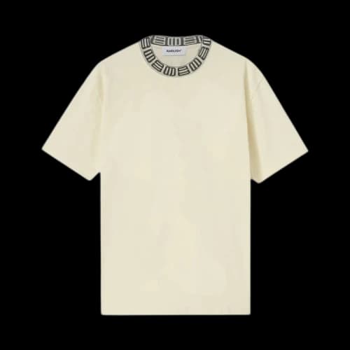 Ambush Monogram Rib Collar T-shirt White/Asparagus