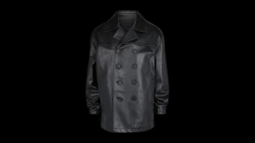 Givenchy Leather Peacoat Black