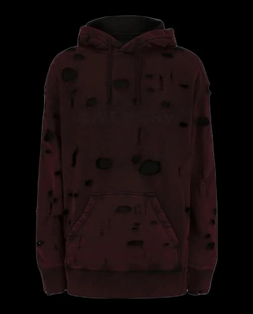 Givenchy Destroyed Logo Hoodie Dark Red