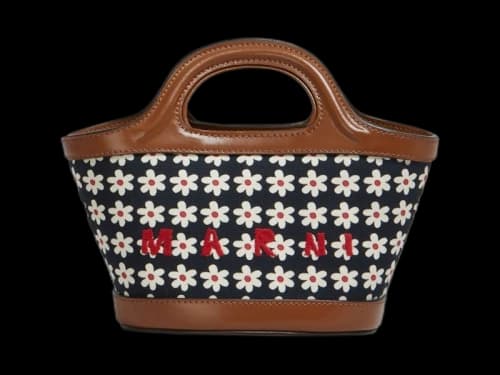 Marni Leather And Striped Canvas Micro Bag Zo823