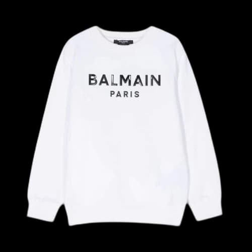 Balmain Kids Logo Printed Crewneck Sweatshirt 'White'
