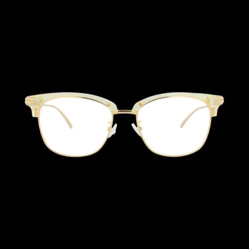 Bottega Veneta Round-Frame Acetate Optical Frames Beige Gold Transparent (BV1011OA-30008317-004)