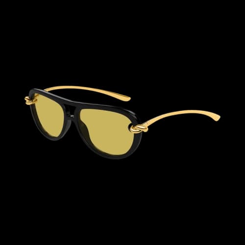 Bottega Veneta Knot Aviator Sunglasses 'Black/Yellow'