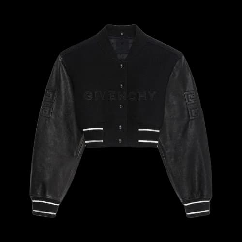 Givenchy Cropped Varsity With Leather Sleeves 'Black/White'