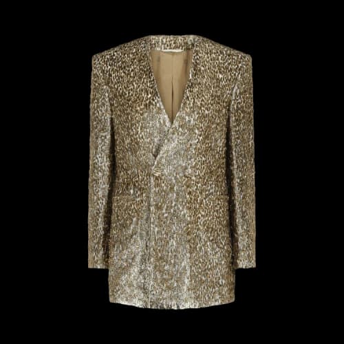 Givenchy Beaded Animal Print Single Breasted Blazer 'Silver/Gold'