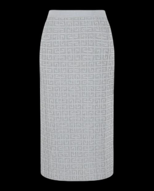 Givenchy Straight Knitted 4G Monogram Skirt Silver