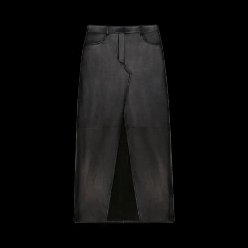 Givenchy Long Leather Skirt With Front Split 'Black'