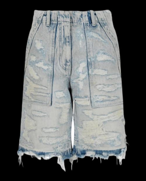Givenchy Distressed Denim Shorts Light Blue