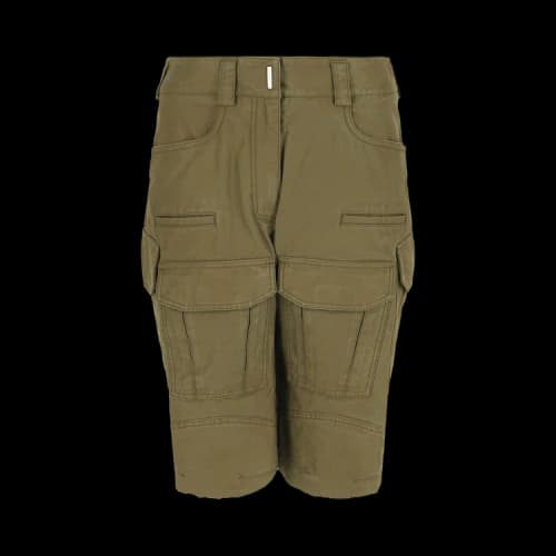 Givenchy Women's Frayed Multi-Pocket Cargo Shorts Olive Green