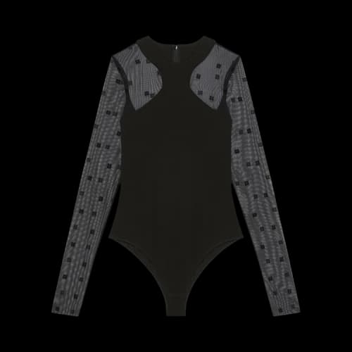 Givenchy Long-Sleeve Bodysuit 4G Tulle 'Black'
