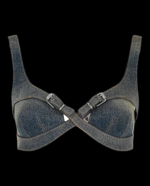 Givenchy Crisscross Denim Top Military Blue