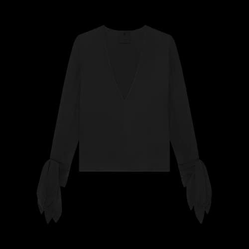 Givenchy Deep V-Neck Bow Cuffs Blouse 'Black'