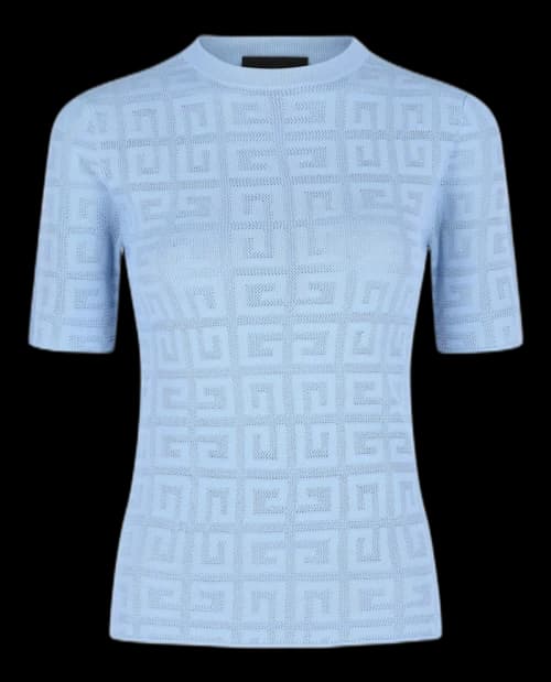 Givenchy 4G Monogram Short Sleeve Sweater Light Blue