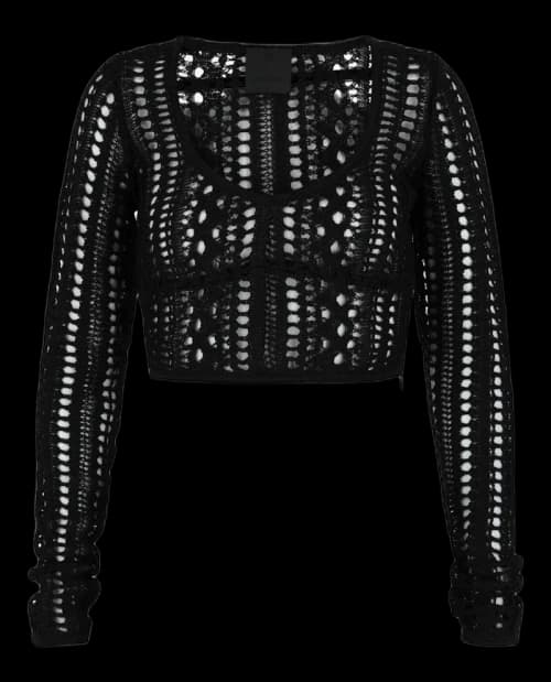 Givenchy Cropped Open-Knit Straps Sweater Black