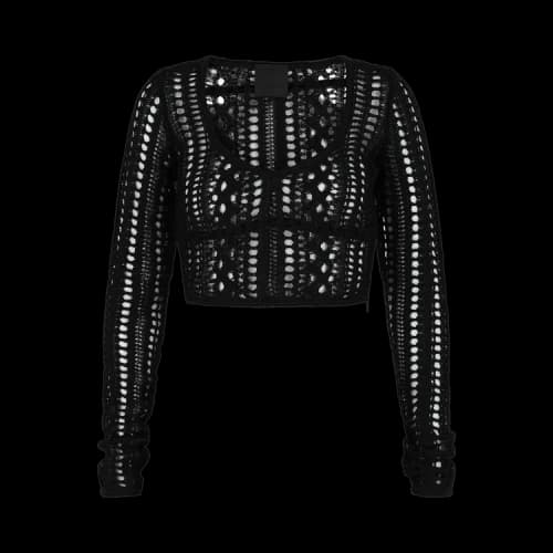 Givenchy Cropped Open-Knit Straps Sweater 'Black'