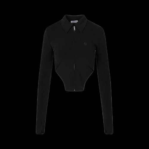 Ambush Zip Up Cropped Top 'Black/White'