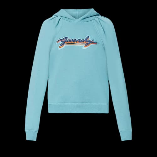 Givenchy Logo Patch Cropped Hoodie 'Celestial Blue'