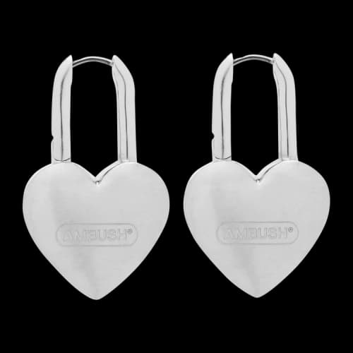 Ambush Heart Padlock Earrings 'Silver'