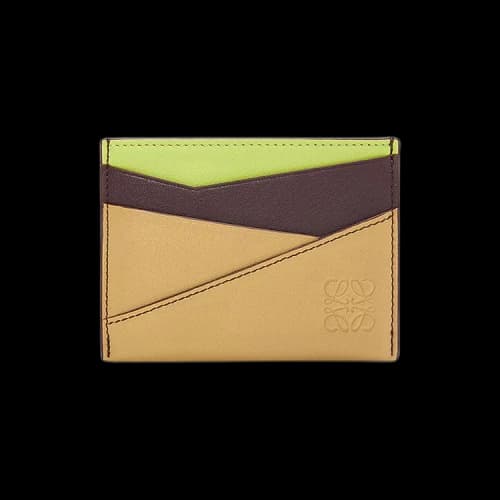 Loewe Puzzle Plain Card Holder 'Sahara/Burgundy/Anise'