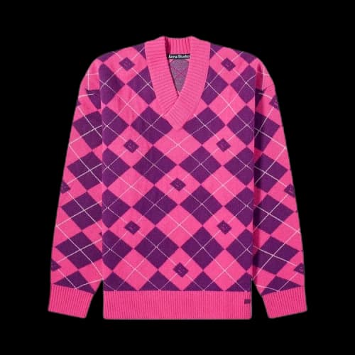 Acne Studios V Neck Printed Sweater 'Pink/Purple'