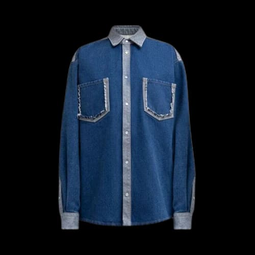 Marni Bleached Coated Denim Shirt 'Ocean'