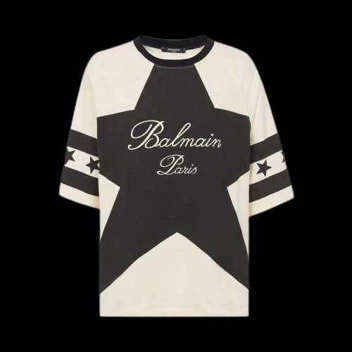 Balmain Signature Stars Bulky T-Shirt 'Cream/Black'