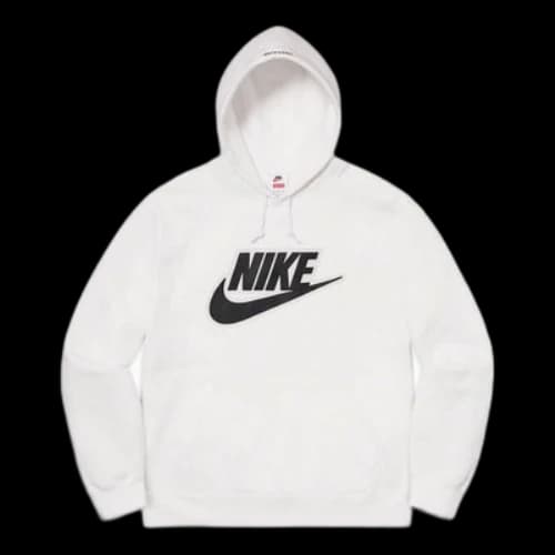Nike x Supreme Leather Appliqu Hoodie 'White Black'
