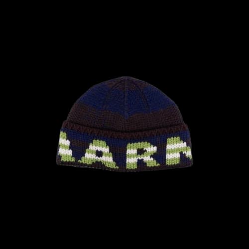 Marni Intarsia Stripe Logo Beanie 'Blue'