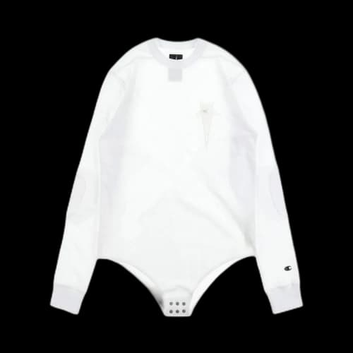 Rick Owens X Champion White Bodysuit Sweatshirt 'Milk'