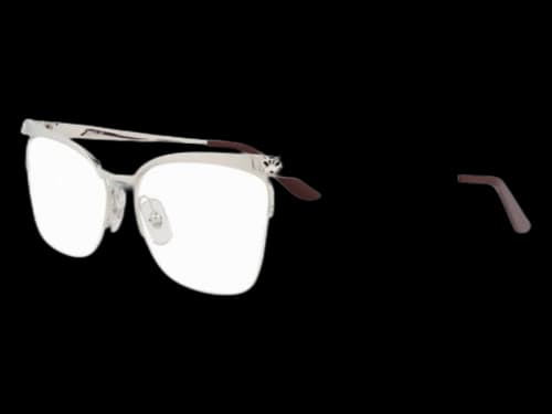 Cartier Square Eyeglasses Silver Silver Transparent (CT0125O-30003102-006)