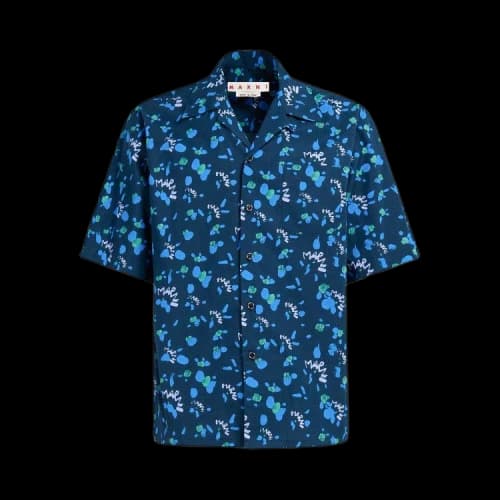 Marni Boxy Fit Popeline Bowling Shirt 'Ink'