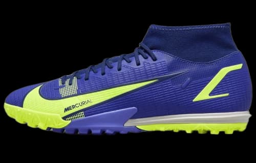 Nike Mercurial Superfly 8 Academy TF Turf High-Top Soccer Shoes Blue
