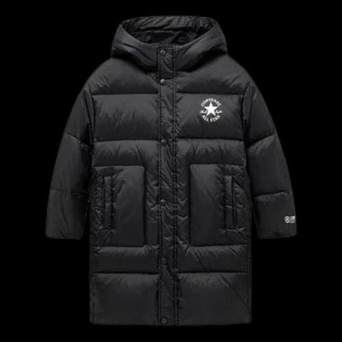 (PS) Converse Logo Long Down Jacket 'Black White'