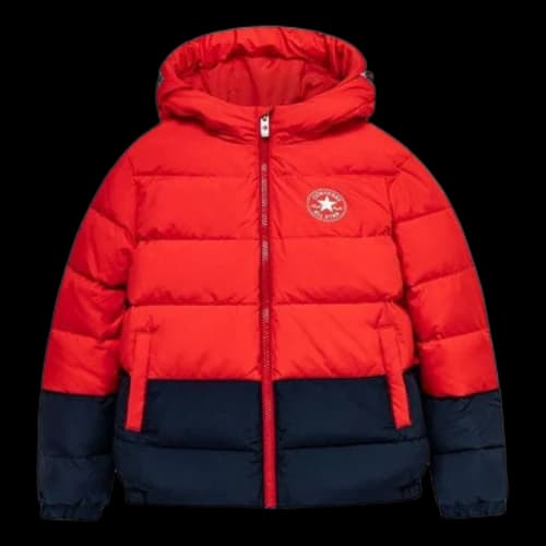 (PS) Converse Logo Badge Fleece-lined Hooded Down Jacket 'Red Black'