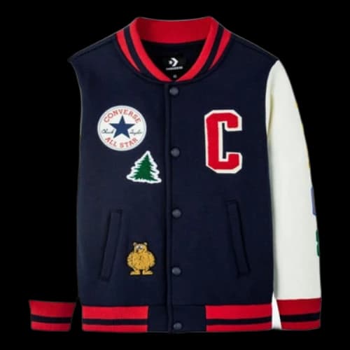 (GS) Converse Color-blocked Embroidered Baseball Jacket 'Navy White Red'