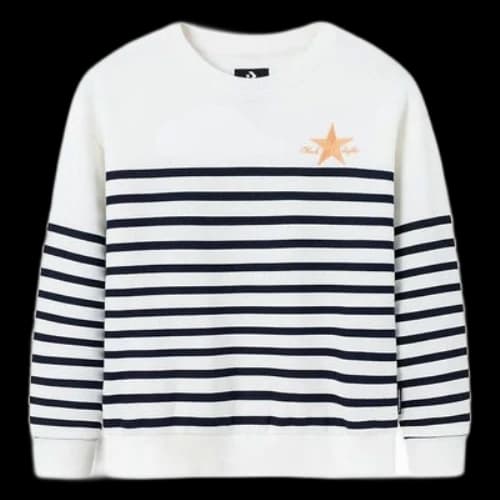 (GS) Converse Casual Stripe Crew Sweater 'White Black'