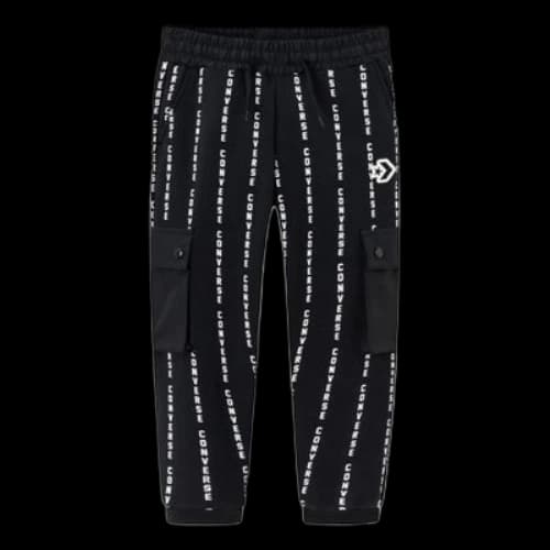 (GS) Converse Letter Logo Printed Knit Sports Pants 'Black White'