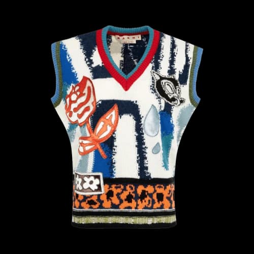 Marni V Neck Sweater 'Ocean'