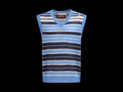 Marni Striped V-Neck Sweater Vest Blue Lilac