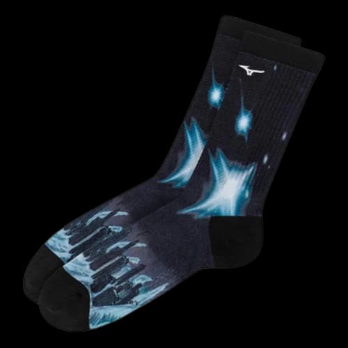 Mizuno X The Wandering Earth Manga Graphic Printed Socks 'Black Blue'