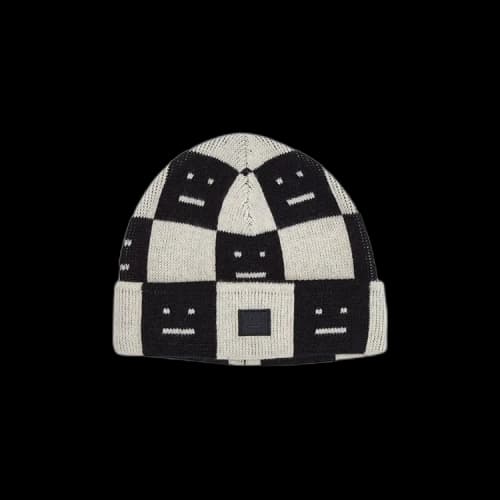 Acne Studios Kids Logo Beanie 'Black/Oatmeal Melange'