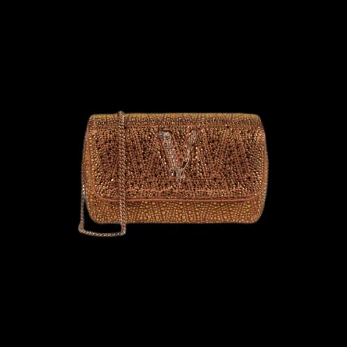 Versace Mini Crystal Virtus Crossbody Bag 'Caramel'