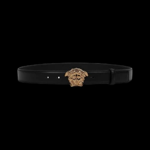 Versace La Medusa Buckle Leather Belt Black/Gold