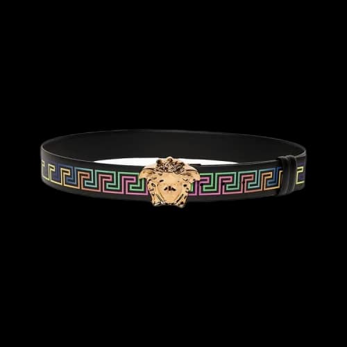 Versace La Medusa Greca Neon Print Belt 'Black/Multicolor'