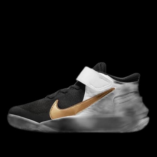 (PS) Nike Team Hustle D 10 FlyEase 'Black White Gold'