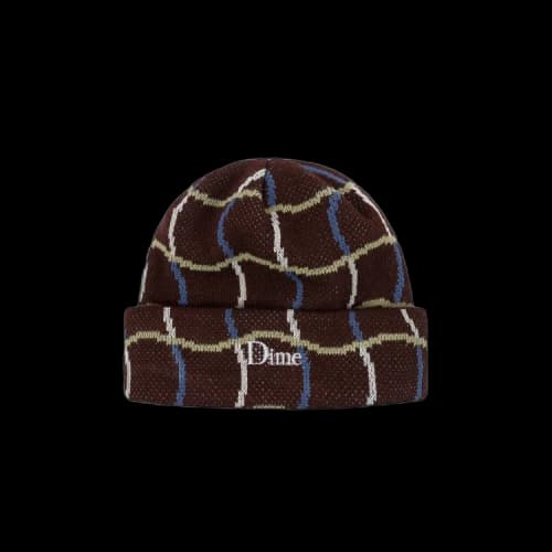 Dime Wave Checkered Beanie 'Brown'