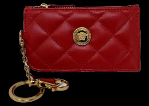 Versace Quilted Keychain Card Holder Red
