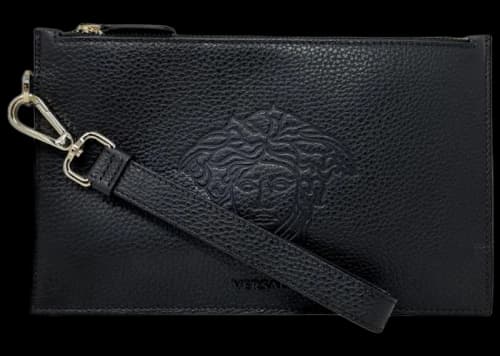 Versace Top Zip Clutch Bag Black